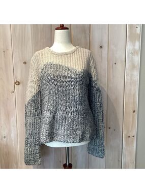 Yoon Cream and Gray Marled Crewneck Sweater